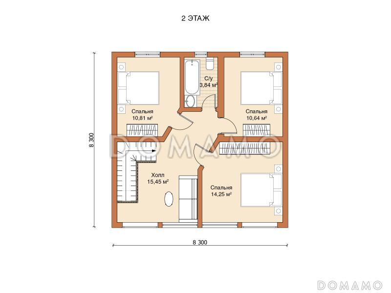 Каркасный дом "Фахверк" / План 2 этажа