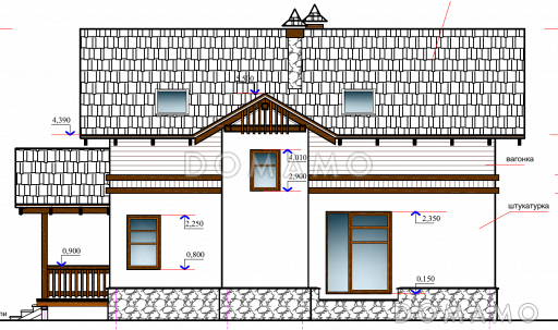 Проект небольшого каркасного дачного дома с утеплением  / Фасад 1