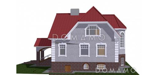 Проект двухэтажного коттеджа с остеклённой верандой / Фасад 2