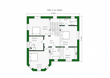 Проект дома из газобетона с эркером и навесом для автомобиля / План 2 этажа Проект дома из газобетона с эркером и навесом для автомобиля / План 2 этажа