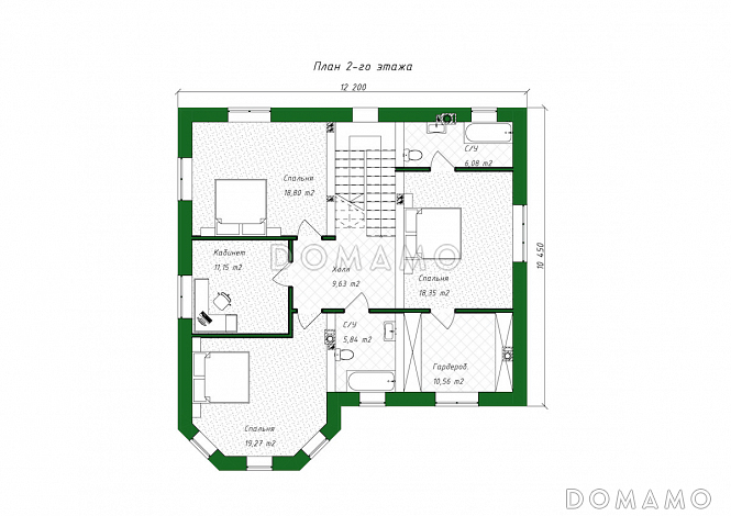 Проект дома из газобетона с эркером и навесом для автомобиля / План 2 этажа Проект дома из газобетона с эркером и навесом для автомобиля / План 2 этажа