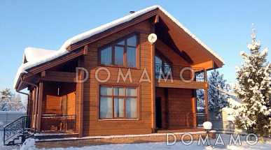 Проект деревянного дома из клееного бруса с гостинной на втором этаже Проект деревянного дома из клееного бруса с гостинной на втором этаже