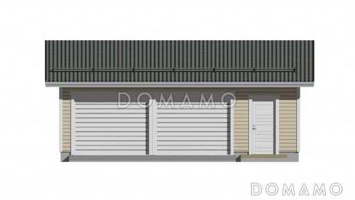 Проект каркасного гаража для двух машин с складским помещением / Фасад 1