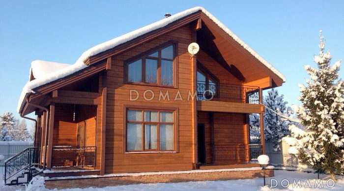 Проект деревянного дома из клееного бруса с гостинной на втором этаже Проект деревянного дома из клееного бруса с гостинной на втором этаже