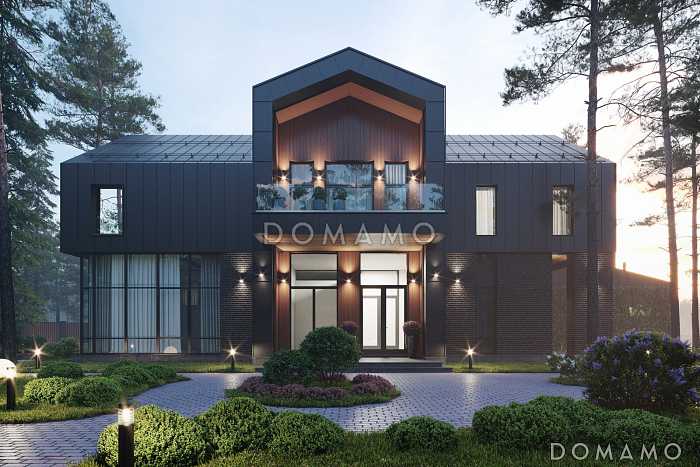 Проект двухэтажного коттеджа из газобетона с винным погребом, террасой барбекю и зимним садом