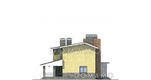 Проект двухэтажного дома из пеноблоков с гаражом и большой крытой террасой / Фасад 4