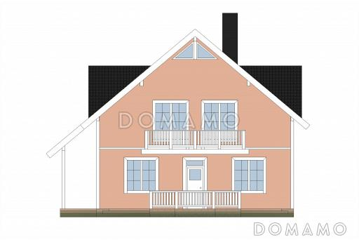 Проект кирпичного дома с большой открытой террасой / Фасад 2