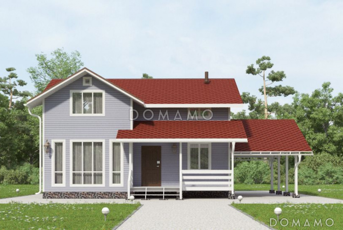 Проект каркасного дома  тремя отдельными комнатами на втором этаже