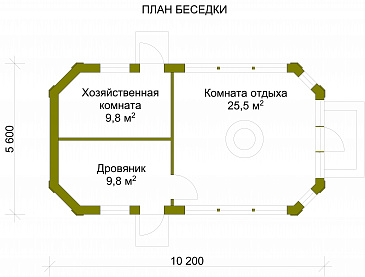 Проект беседки с хозяйственной комнатой / План 1 этажа