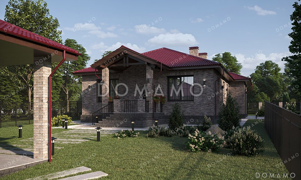 Проект одноэтажного дома с просторным холлом и террасой / 3