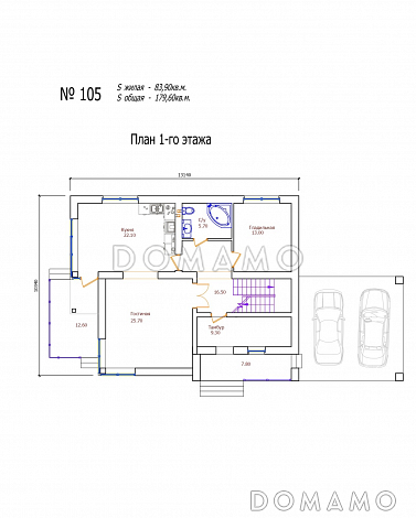 Проект 105 / План 1 этажа