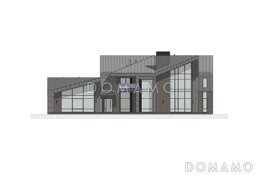 Проект двухэтажного коттеджа из газобетона с винным погребом, террасой барбекю и зимним садом / Фасад 3