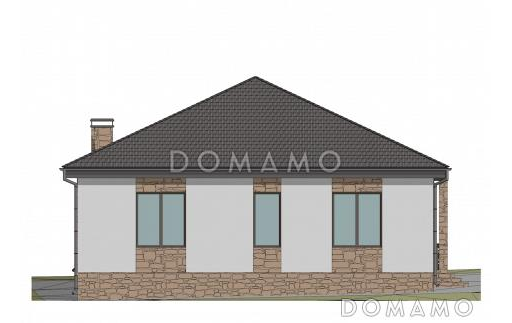 Проект одноэтажного коттеджа с сауной и крытой террасой / Фасад 4