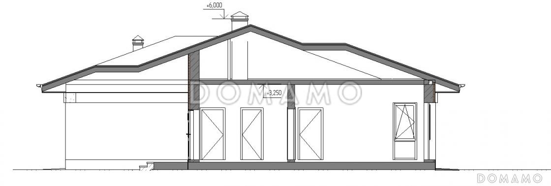 Проект одноэтажного дома с вальмовой крышей, гаражом на 2 машины, хозяйской и гостевыми спальными комнатами / 4