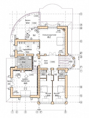 Проект коттеджа в стиле модерн с гаражом, зимним садом и сауной / План 2 этажа Проект коттеджа в стиле модерн с гаражом, зимним садом и сауной / План 2 этажа