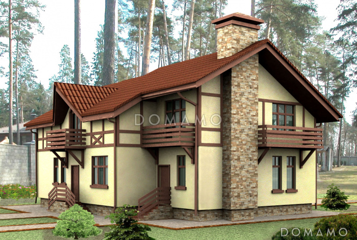 Проект коттеджа из СИП панелей с четырьмя балконами Проект коттеджа из СИП панелей с четырьмя балконами