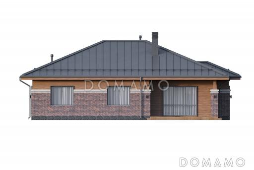 Проект кирпичного одноэтажного дома с тремя спальнями и кухней-столовой-гостиной / Фасад 3