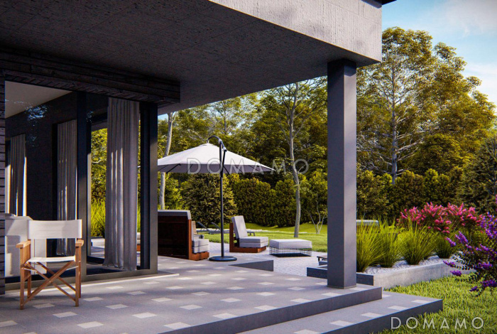 Проект двухэтажного дома с кабинетом, мастер-спальней, кладовой Проект двухэтажного дома с кабинетом, мастер-спальней, кладовой