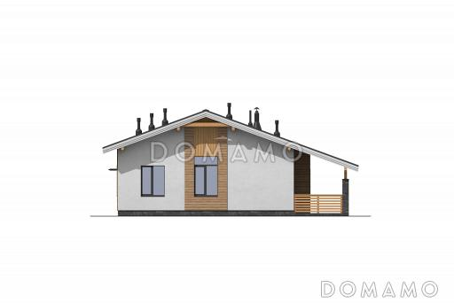 Проект одноэтажного дома с тремя спальнями, двумя крытыми террасами и чердаком / Фасад 3