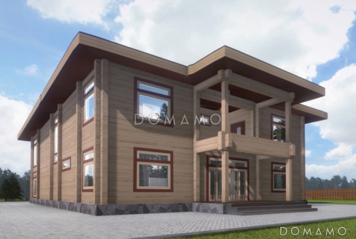 Проект дома из клееного бруса с большими окнами Проект дома из клееного бруса с большими окнами