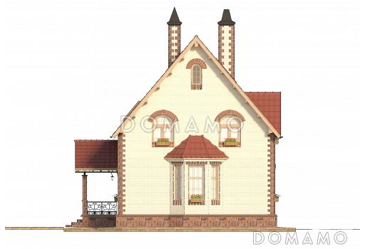 Проект практичного коттеджа из кирпича / Фасад 2