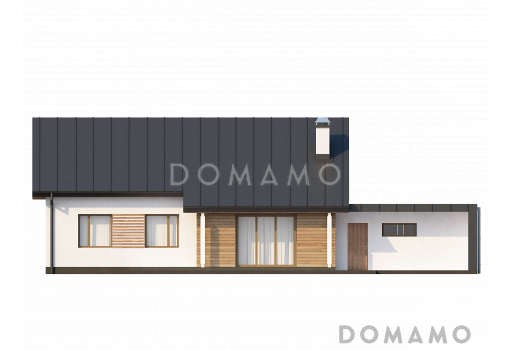 Проект одноэтажного дома из кирпича с гаражом на два автомобиля и отделённой спальной зоной / Фасад 2