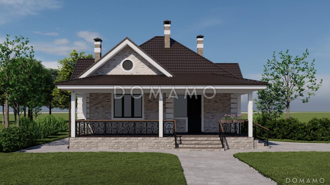 Проект одноэтажного кирпичного дома с двумя спальнями и просторной террасой / 6