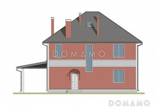 Проект дома из газобетона с эркером и навесом для автомобиля / Фасад 4