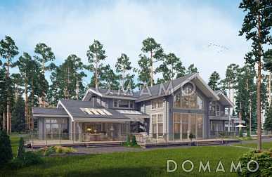 Проект дома из клееного бруса с мансардными окнами и большой площадью остекления Проект дома из клееного бруса с мансардными окнами и большой площадью остекления