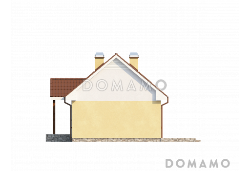 Проект одноэтажного мансардного дома из кирпича с четырьмя спальнями / Фасад 3
