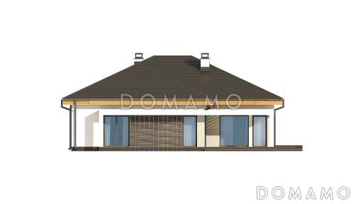 Проект современного одноэтажного дома из газобетона с тремя спальнями и большим фронтальным гаражом / Фасад 3