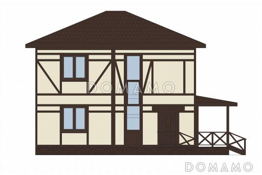 Проект двухэтажного дома из пеноблоков в стиле фахверк / Фасад 2