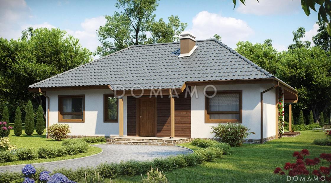 Проект одноэтажного дома адаптированного для каркасного строительства с тремя спальнями и крытой террасой / 2