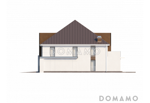 Проект большого комфортабельного двухэтажного дома из кирпича с пятью комнатами, спортзалом и вторым светом над просторной гостиной / Фасад 4