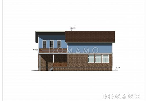 Проект двухэтажного коттеджа с гаражом / Фасад 4