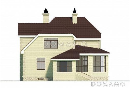 Проект коттеджа спокойных очертаний с остекленной террасой и большим подвалом / Фасад 3
