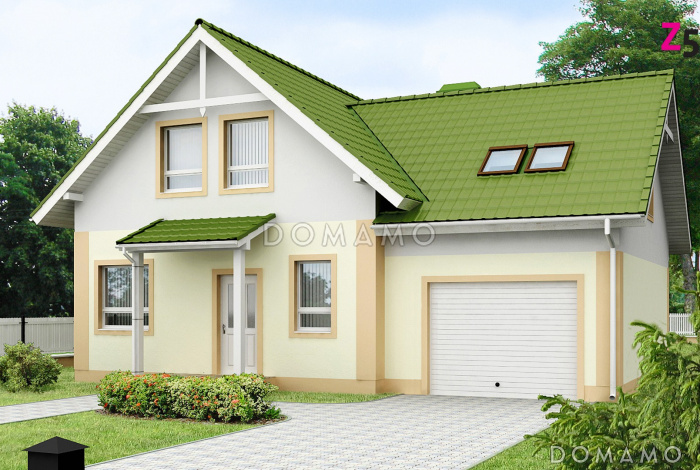 Проект классического одноэтажного мансардного дома из кирпича с четырьмя спальнями и гаражом Проект классического одноэтажного мансардного дома из кирпича с четырьмя спальнями и гаражом