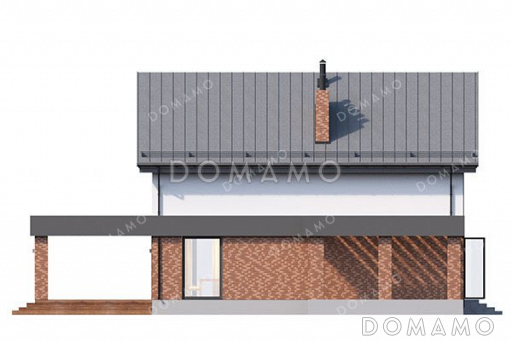 Проект дома с большой террасой, эркером и выразительной застекленной частью / Фасад 4