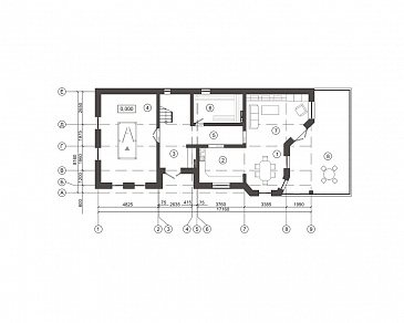 Проект дома с традиционным композиционным решением / План 1 этажа Проект дома с традиционным композиционным решением / План 1 этажа