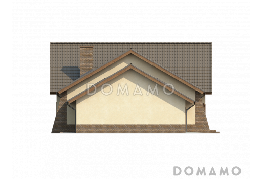 Проект просторного комфортного мансардного дома из газобетона с необычной планировкой и гаражом / Фасад 3