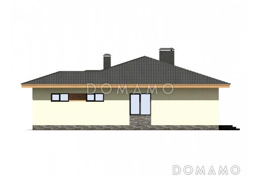 Проект одноэтажного дома из газобетона с гаражом, террасой, детскими / Фасад 4