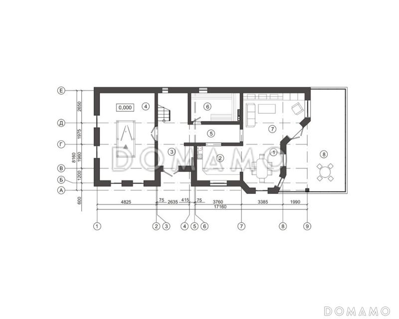 Проект дома с традиционным композиционным решением / План 1 этажа