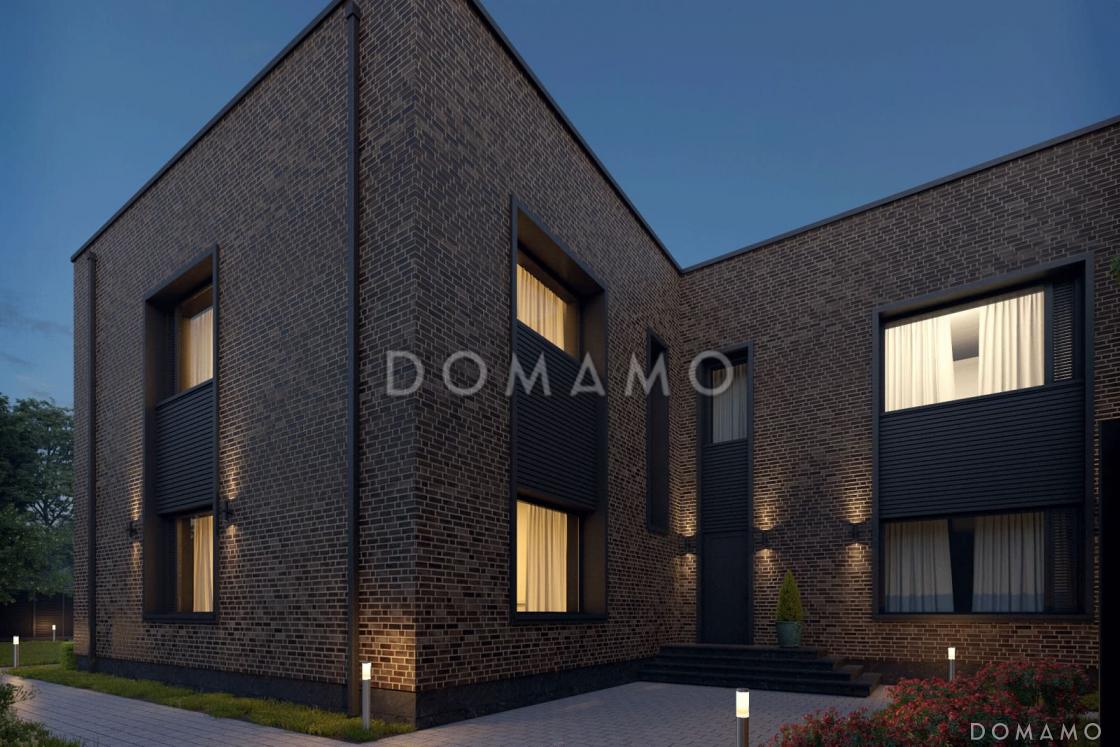 Проект двухэтажного кирпичного коттеджа с мастер-спальней, сауной и террасой барбекю / 4