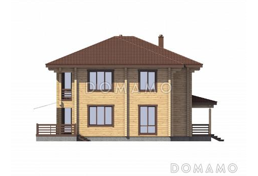 Проект двухэтажного деревянного дома с большой мастер-спальней и двумя лоджиями / Фасад 2