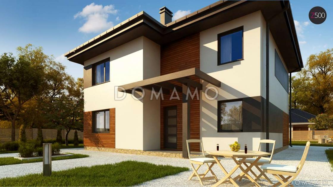 Проект современного двухэтажного дома из кирпича с пятью комнатами и балконом / 5