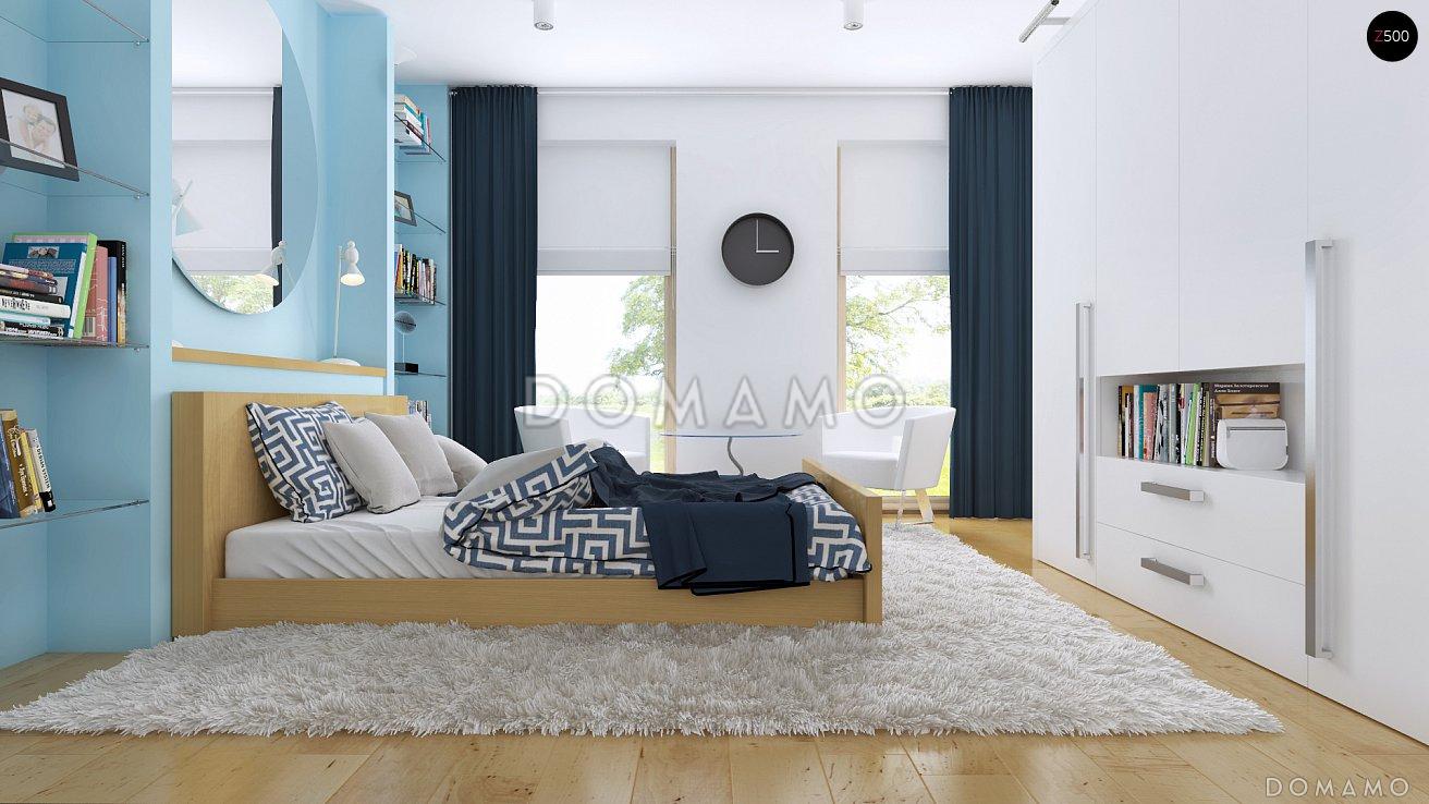 Проект современного одноэтажного дома с плоской крышей из газобетона с тремя спальнями и панорамным остеклением гостиной  / 33