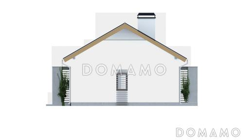 Проект компактного одноэтажного дома из газобетона с двумя спальнями, светлой дневной зоной и кладовой рядом с кухней / Фасад 2