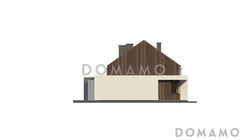 Проект комфортного одноэтажного мансардного дома из кирпича для двух семей / Фасад 2