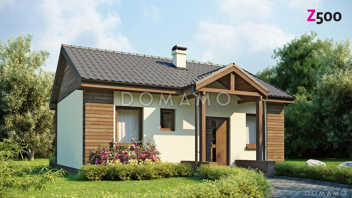 Проект компактного одноэтажного дома из кирпича с большой открытой террасой / 2