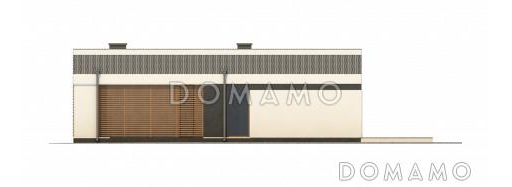 Проект современного одноэтажного дома из газобетона с тремя спальнями, гаражом и внутренним двориком переходящим в открытую террасу / Фасад 4
